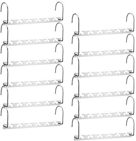 Meetu Platzsparende Kleiderbügel Multifunktionale Kleiderbügel Edelstahl 6 x 2 Schlitze Magic Hanger Cascading Hanger Aktualisiert Haken Design Closet Organizer Kleiderbügel (20 Stück)