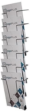 ogoPLUS 6 Fach Din A4 Hochformat Wandprospekthalter / Metall Prospektständer Flyer-Ständer Werbung, Wand-Aufsteller Büro Praxis