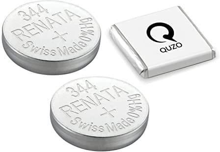 Bundle of 2 x Renata 344 Watch Battery 1.55v SR1136S + Quzo Belgian Chocolate - Official Renata Watch Batteries