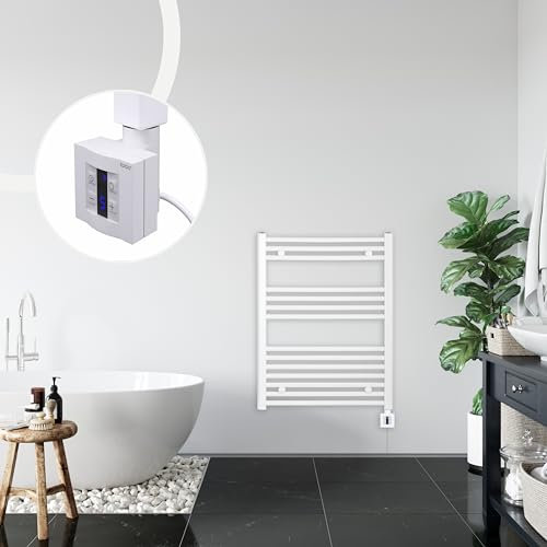 anapont elektrischer Badheizkörper 775x400 - weiß gerade - Timer-Funktion - Handtuchheizkörper - Badheizung elektrisch - Handtuchheizung - Made in Germany