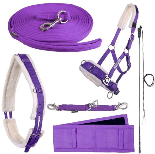NETPROSHOP Longieren Zubehör Farbe Lila Wählen Sie: Zaum, Longe, Pad oder Gurt usw., Auswahl:Kappzaum, Groesse:Full