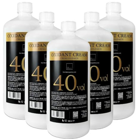 LA MISTT Crema Oxigenada 40 Vol (12%) para Tintes | 5 Botellas de 1 Litro | Decolorante Pelo Profesional