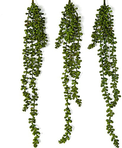 Perlenschnur zum Aufhängen, realistische Hängepflanzen, künstliche für Kunstpflanzen, Zimmerpflanzen, Dekoration, hängende Sukkulenten, für Haus und Garten, 3 Stück (Standard) (B)
