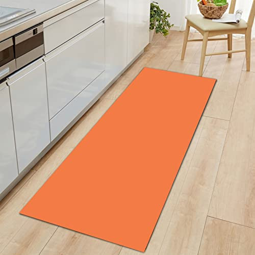 BESTORI Teppich Läufer Flur Küche rutschfest Waschbar Modern für Teppichlaeufer,rutschfest und Küchenläufer,Orange 60x180cm