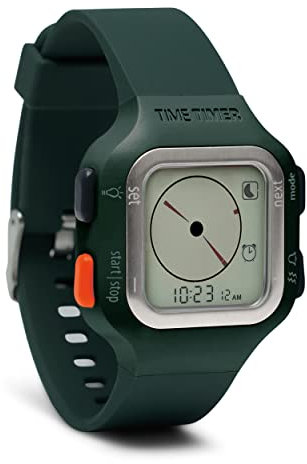 TIME TIMER Watch Visueller Analoger und Digitaler 12-Stunden- oder 24-Stunden-Countdown-Timer für Produktivität, Lernen, Testdurchführung und Workout-Tracker (Sequoia Green, Large)