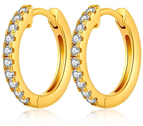 Creolen Gold Herren Damen Ohrringe Creolen Gold Zirkonia Creole Silber 925 Vergoldet Klein