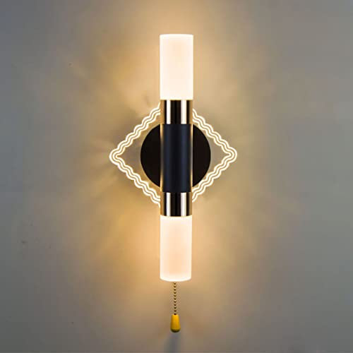 WRMING Kabellos Akku Wandlampe Batteriebetrieben Innen LED Wandleuchte mit Schalter Aufladbar Warmweiß Schwarz Flurlampe Modern Design Wandleuchte Ohne Stromanschluss, 7W 560lm 4000mAh
