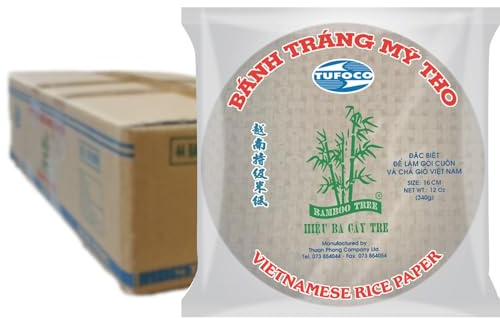 BAMBOO TREE - Feuilles de riz 16Cm. Rond - Multipack (44 X 340 GR) | Fines et flexibles, idéales pour rouleaux de printemps frais ou frits, végétalien et sans gluten