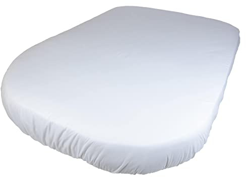Jonic Essentials Motorhome Caravan Bedding Fitted Sheets for Island Shaped Motorhome Caravan Mattress Beds, Luxury White Polycotton 200 Thread Count, Elasticated All Around, Made in UK (137/190/30cm)