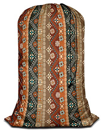 Swono Bunte Boho-Wäschesäcke, Blumenmuster, strapazierfähig, groß, 71,1 x 101,6 cm, Bohemian-Stil, Kunst, Batik-XL, Kordelzug, Reisekorb, Korb, schmutziges Tuch, große Aufbewahrung, 4 Mengen Kleidung