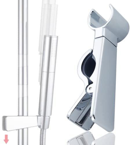 Shower Head Holder Metal Adjustable Hand Shower Holder Replacement 45° Rotation Shower Head Rail Holder Shower Head Holder Bracket for Bathroom(22-25mm)