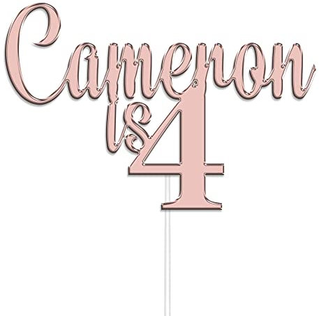 Personalised KreateSquare Acrylic Cake Topper | Any Name & Age | Happy Birthday (Rose Gold)