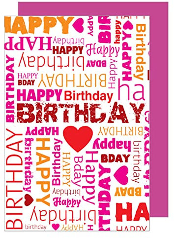 Edition Seidel Premium Geburtstagskarte mit Umschlag. Glückwunschkarte Grusskarte Billet Geburtstag Karte Happy Birthday Mann Frau Herzlichen Glückwunsch rotes Herz Schrift (G900 SW023)