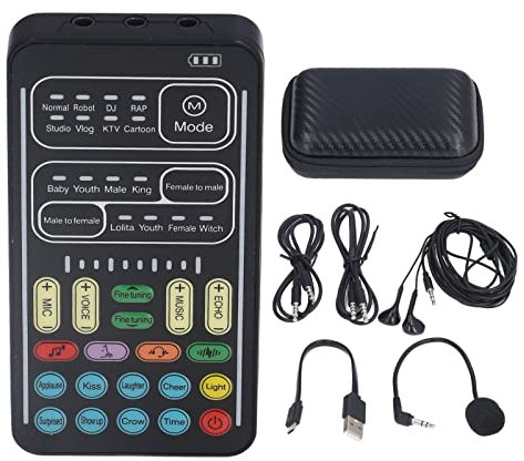 Carte Son de Changeur de Voix, 8 Effets Sonores 8 Sons Différents Carte Son en Direct pour la Diffusion en Direct Mélangeur Audio Réglable pour Les Jeux pour Téléphone,