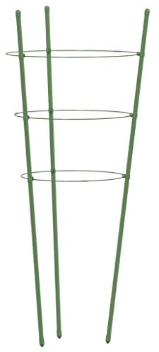 vidaXL Durable Garden Plant Supports with 3 Rings - Robust Steel Stakes for Climbing Plants, Flowers, and Vegetables - Outdoor and Indoor use - Set of 5, Green, 75 cm Height