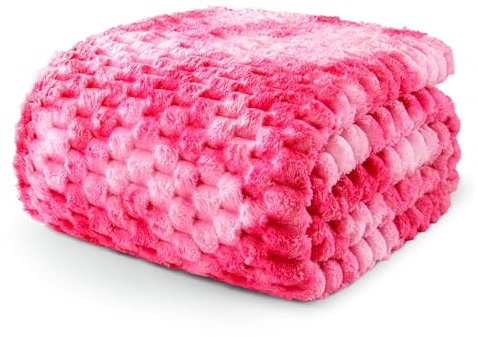 Exclusivo Mezcla Plaid Couverture Polaire 150 x 200 cm, Plaid Jeté de Canapé, Couverture pour Le lit léger Douillet et Moelleux pour Toute la Saison, Tie-Dye Rose Vif