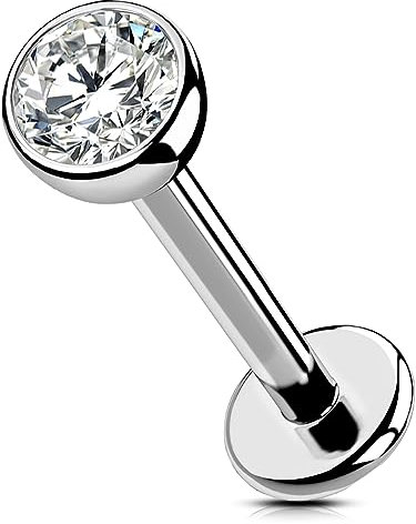 OUFER Body Piercing Gewindelose Lippenpiercings Labret Stecker Piercing 16G 6mm/8mm/10mm/12mm Titan Helix Tragus Ohrring Piercing Schmuck Push In Tragus Helix Lippenpiercing Bars