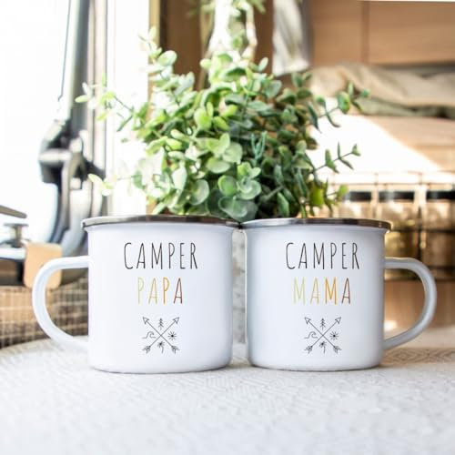 Emaille Tassen »Camper Familie« - 350 ml (Mama & Papa)