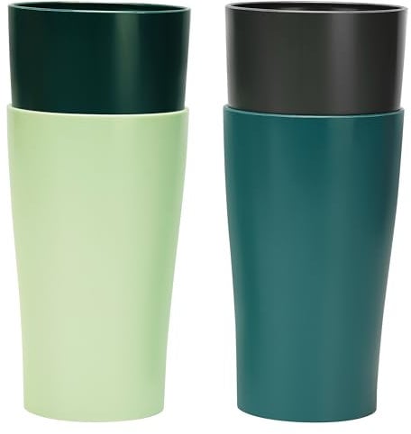 Belle Vous 4 Pack of Plastic Drinking Cups - 400ml/13.5oz Reusable and Unbreakable Tumblers - BPA-Free Travel Cups for Water and Hot/Cold Drinks - Microwave and Dishwasher Safe - Camping/Picnic Cups