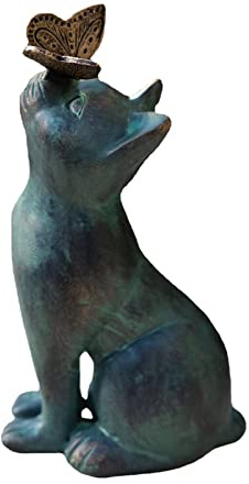 Reuvv Katze spielen Schmetterling Statuen Figuren Garten Harz Skulpturen Handwerk Indoor Outdoor Landschaft Ornament Dekorationen