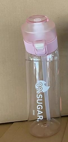 Water Bottle with Flavor Pods,Fruit Fragrance Water Bottle,Scent Water Cup,Sports Water Cup Suitable for Outdoor Sports (Green Apple, Citrus, Strawberry, Banana, Cranberry, Pink)