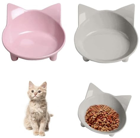 Gamelles pour Chats - Bols pour Chats, gamelles antidérapantes Multifonctions pour Animaux de Compagnie, 2 Bols pour Chats, pour soulager la Fatigue des Moustaches