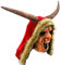 Krampus Horror Latex Maske mit Hörnern Nikolaus Kapuze und blutigen Zähnen Weihnachten Dämon Halloween