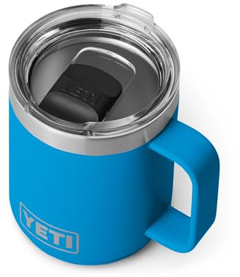 YETI Rambler 10 oz Stackable Mug, Vacuum Insulated, Stainless Steel with MagSlider Lid, Big Wave Blue