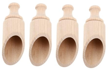 Cabilock 4 Cucharas De Madera Para Sal y Cocina Cucharitas Pequeñas Utensilios De Madera