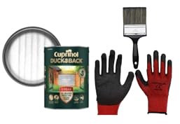 FAB INT PRODUCTS Cuprinol Ducksback 5 Year Waterproof for Sheds and Fences, 5L, Include Glove L, 4Brush, (Herring Grey)