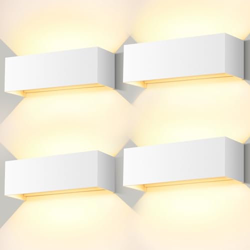 ledmo 30W 4Pack Weiß LED Wandleuchten Innen/Außen Auf und ab Einstellbarer Lichtstrahl 3000K Warmweiß IP65 Wasserdichte