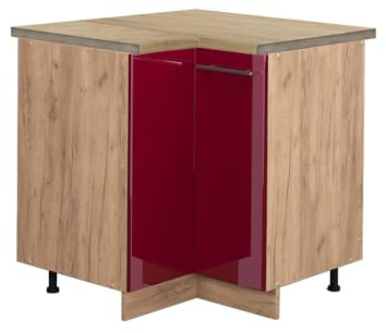 Vicco Eckunterschrank Fame-Line, Bordeaux Hochglanz, 80.5 cm
