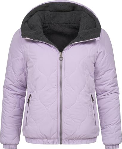 Ragwear Damen Winter-Wendejacke Qaria mit Teddy- und Steppseite, Kapuze