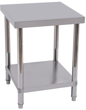 Arbeitstisch Gastronomie Tisch Küchentisch Gastro Zubereitungstisch Edelstahltisch Gastro Tisch Edelstahl Arbeitstisch Aufkantung Küche Lebensmittelzubereitung DREI Größen (60 * 60 * 80CM)