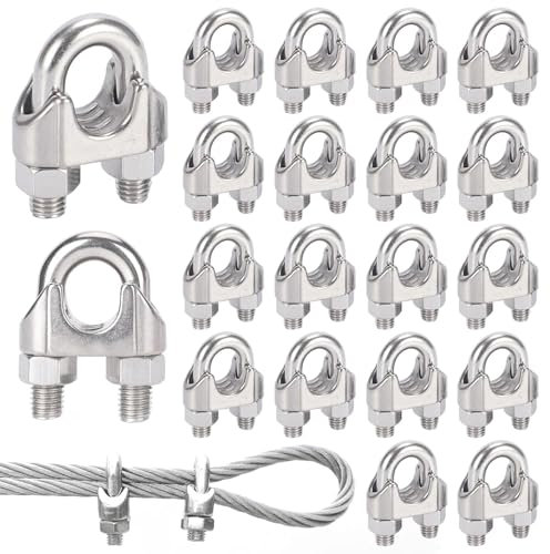 20 Stück Seilklemme 5mm Edelstahl 304 DIN741 Drahtseilklemme M5 Drahtseilklemmen Bügelseilklemme Stahlseil Seilverbinder für Drahtseil Seilklemme Klemme 5mm Wäscheleine Markise Fixiert
