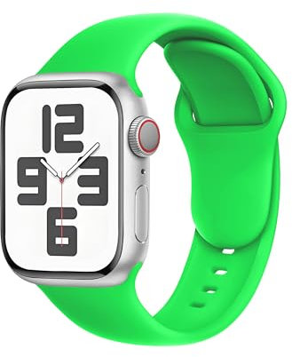 SRena SBC1 Armband für Armband Apple Watch Ultra 2/Ultra/SE/Series 10 9 8 7 6 5 4 (38/40/41/42/44/45/46/49mm)–Sportarmband, Originalstyle–Kompatibel mit allen Modellen,Leuchtgrün
