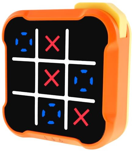 Toe Bolt Game 9 x 9 x 2.8 cm Fördern Sie Denken Schnelle Reaktionsfähigkeit Gedächtnis Elektronische Tragbare 3-in-1 Handheld Spielkonsole Toe Spiel 3-in-1 Puzzlespielkonsole (Orange)