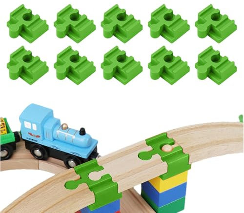 Gleisverbinder aus,Gleisverbinder aus | Schienenadapter für Holzeisenbahn | Set mit 10 hölzernen Eisenbahnschienen-Verbindungsstücken für und Mädchen ab 3 Jahren, Spielzeugeisenbahn-Set-Adap