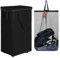 DOKEHOM 90L X-Large Laundry Basket with Removable Wash Bag on Wheels, Collapsible Rolling Laundry Hamper, Foldable Clothes Organizer, Folding Washing Bin (Black)