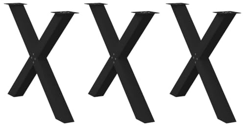 vidaXL Esstischbeine X-Form 3 STK. Schwarz 90x(72-73) cm Stahl