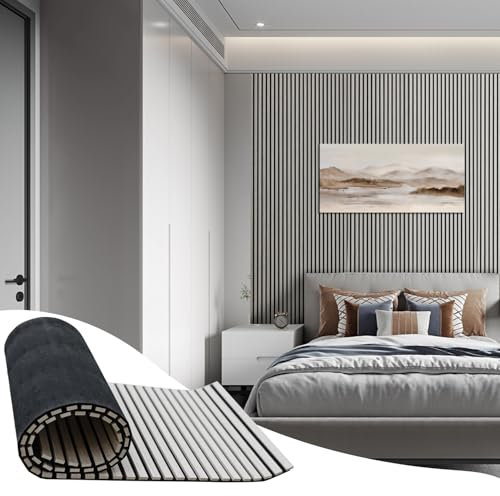 94.5 x 23.6 in Acoustic Wood Wall Panels,3D Flexible Soundproof Wall Panels,Wood Slat Wall Panel for Interior Wall Decor (White Oak)