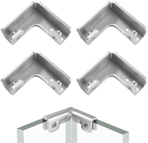 Lyeteung 4 Stücke 11.5mm Glasklemme, Aluminiumlegierung Glashalter, Einstellbare Glas Klemme, Glasverbinder, Glasbefestigungsclip, Glasstütze Klammern, für 7-10 mm Dickes Glas, L-Förmige