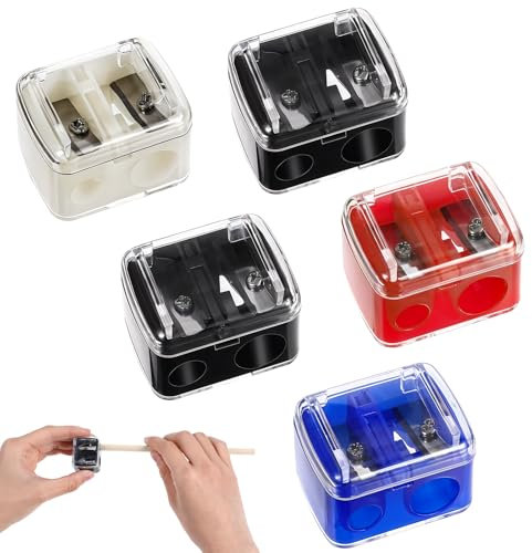 Gjinxi 5 PCS Makeup Sharpener Anspitzer Spitzer für Kajalstifte Augenbrauenstift Eyeliner Pencil Sharpener Tragbare Dual Anspitzer Kosmetikstifte Bleistiftspitzer Dicke und Dünne Stifte Kajal Spitzer