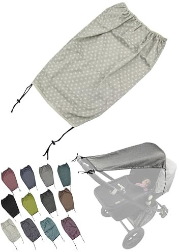 Universal [Sonnensegel mit UV Schutz 50+ für Kinderwagen] Babywanne flexibel Sonnenschutz mit Beschichtung und Rollo-Funktion verstellbar (Sterne beige)