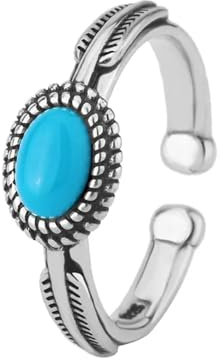 GWSGSFAS 925 Sterling Silber Ellipse Türkis verstellbare Ringe für Frauen Hochzeit Vintage Luxus Schmuck Argent Schmuck-Silber