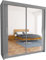 LUXURIAN LIVING MODERN 2&3 Mirror Sliding Door wardrobe for Bedroom Furniture with Adjustable Shelves,Hanging Rails (Grey, 203cm)