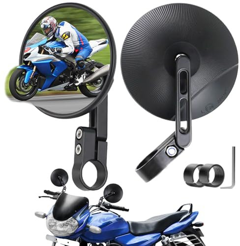 agctrler CNC Motorrad Spiegel E24 Geprüft CNC Lenkerendenspiegel E geprüft 360° Drehbar Supermoto Spiegel Kompatibel mit Meisten Motorrädern, ATV, MT07, Z750, CB125R, Z900, Scooter, Roller