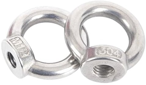 2 pcs of M12 304 Stainless Steel Ring Nut Lifting Eye Nut Lifting Ring Eye Bolt Female Threaded Eye Screw Bolts Fastener Hardware Eyebolt for Lifting Accessories