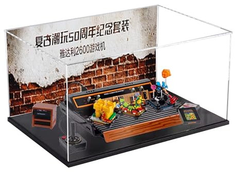 Vitrine en acrylique pour Lego 10306 Atari 2600 modèle de console de jeu, boîte de présentation anti-poussière de 3 mm, vitrine compatible avec Lego 10306 (modèle non inclus) (fond 3 mm A)