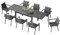 TRIUMPHKEY 8 Personen Gartenmöbel-Set aus Aluminium, 1 Ausziehbarer Tisch (130-260 cm) & 8 stapelbare Stühle Balkon und Terrassen Lounge Set, Dunkelgrau